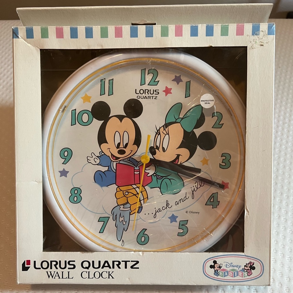 Vintage 1984 Disney Babies Lorus Quartz Wall Clock NEW